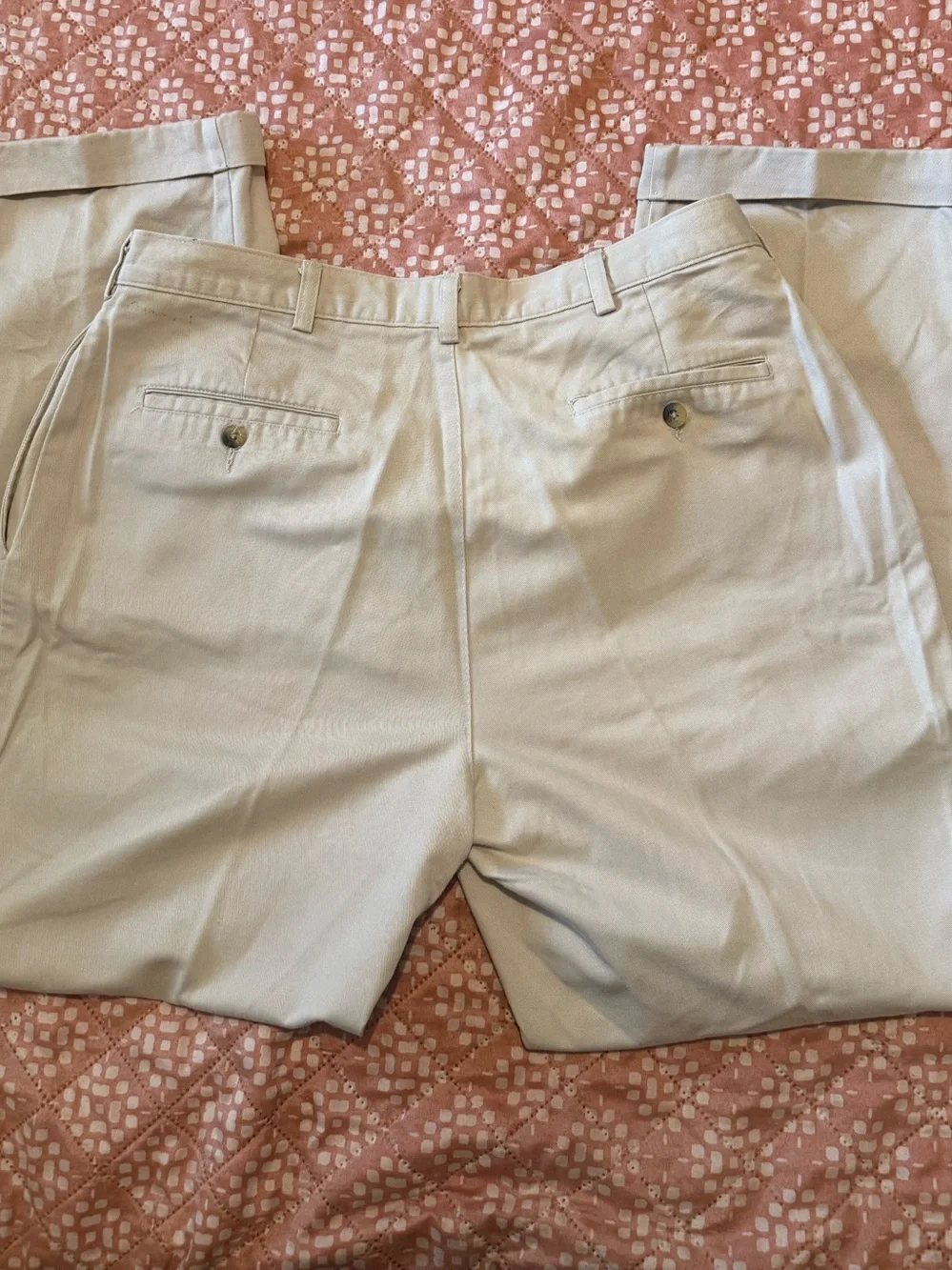 Men's Classic Pleated Chino Pants in Light Beige